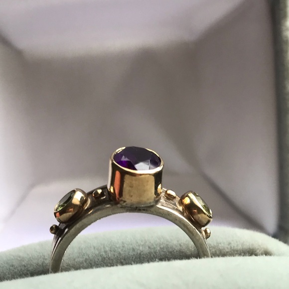 ๐ป9xHP!๐ป Amethyst Peridot Ring Bezel Set Ss &โฆ - Picture 3 of 9